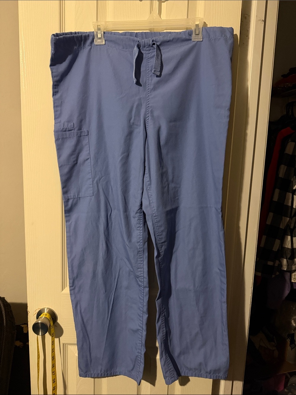 #158 Men's Light Blue Drawstring Cargo Jogger Scrub Pants
